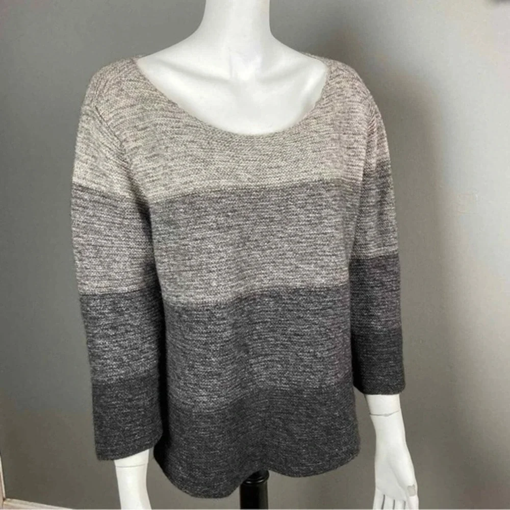 Eileen‎ Fisher thick wool silk sweater XL Thick super soft high quality Striped